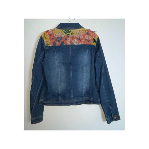 Live A Little Floral Embellished Denim Jacket - Size S - Beautiful w/ Stretch - Picture 3 of 8